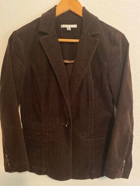 CAbi Vintage Rich Brown Fine Wale Corduroy Single-Button Blazer Women’s S